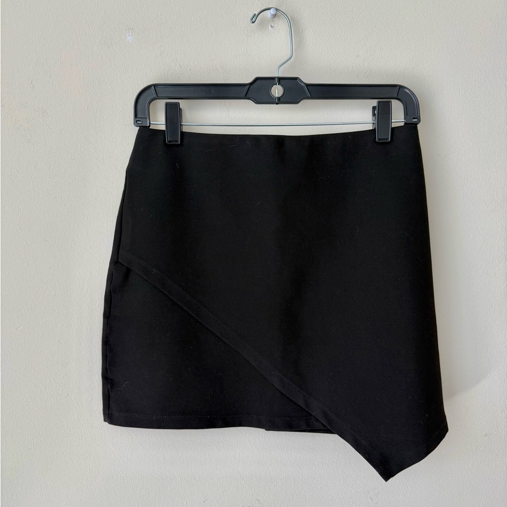 Women's Black Asymmetrical Mini Skirt